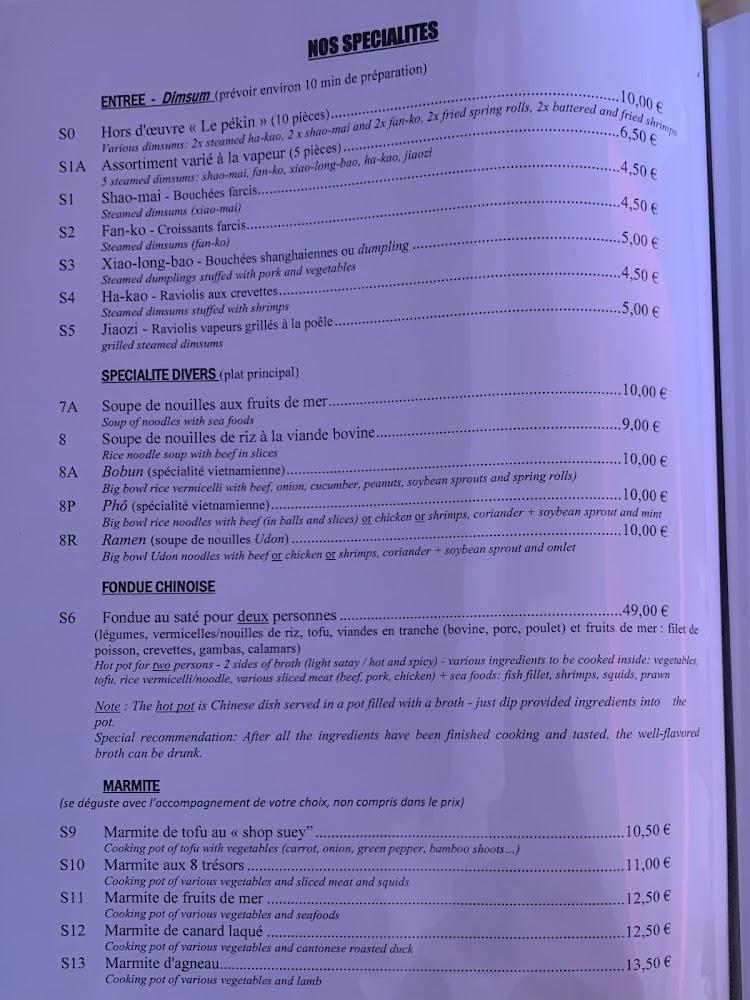 Le Pékin - Menu Image 1